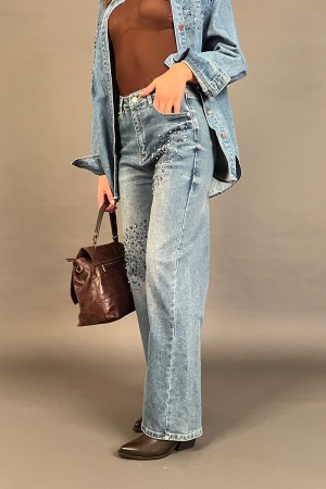 Pantalone jeans Kelly con pietre frontali Pantalone jeans Kelly con pietre frontali Pantalone jeans Kelly con pietre frontali