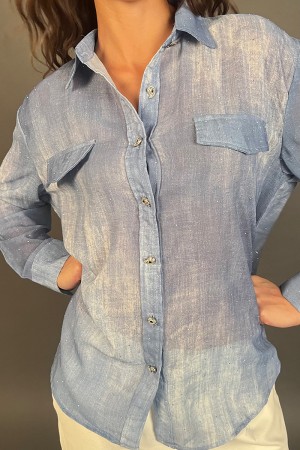 Camicia Poppy in fantasia astratta sfumata con svaroski Camicia Poppy in fantasia astratta sfumata con svaroski Camicia Poppy...