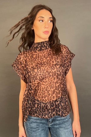 Shirt Maison Crew-Hals Animalier Semitransparent Hemd Maison Choker Animalier Semitransparent Hemd Maison Girocoll... 