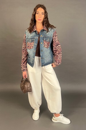 Jacketjacke in denim mit detail-Nieten und Taschen in Stoff Animalierjacke Jade Denim mit Detail Bo... 
