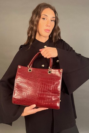 Real Eco-leather bag with two handles like serpentine Faux leather bag with two handles similar serpentine bag... 