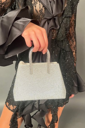 Blume Handtasche mit Strass Blütenblättern und kleiner Strass-Blumenhandtasche mit Strass-Blütenblättern und kleinen Strass-Blum