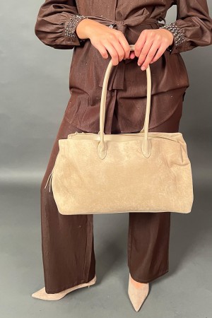 Borsa Love in ecocamoscio con due manici in ecopelle Borsa Love in ecocamoscio con due manici in ecopelle Borsa Love in ecoca...