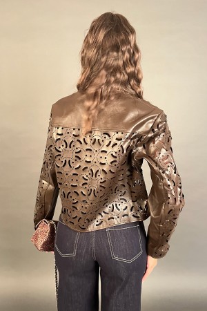 Eco leather jacket jacket with traced geometric patterns in cotton jacket jacket in eco leather with traced geometric patterns..