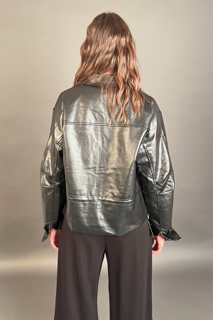 Linda jacket in eco-leather with floral motif beads Linda jacket in eco-leather with floral patterned beads Linda jacket... 
