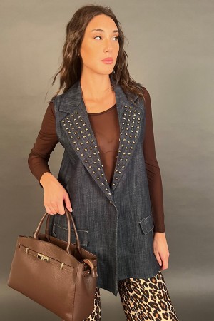 Chaleco de Asia en Denim con Studs Asia Asia en Denim con Studs Asia Chaleco en Denim con Studs