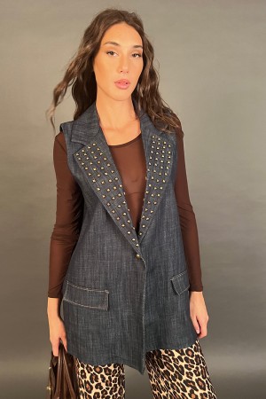 Chaleco de Asia en Denim con Studs Asia Asia en Denim con Studs Asia Chaleco en Denim con Studs