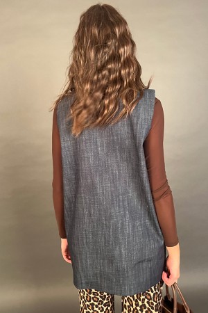 Asie gilet en denim avec des goujons Asie Asie en denim avec des goujons Asie gilet en denim avec des goujons