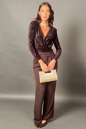 Pantalone Glamour modello palazzo tinta unita Pantalone Glamour modello palazzo tinta unita Pantalone Glamour modello palazzo...