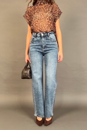 GOOD jeans trousers with strass band side jeans jeans with strass band side jeans jeans with fasc... 