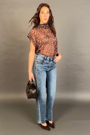 Gute Jeanshose mit Strass-Band-Seitenjeans Jeans mit Strass-Band-Seitenjeans Jeans mit faszigen... 