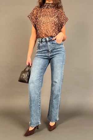 Pantalone jeans Good con fascia strass laterale Pantalone jeans Good con fascia strass laterale Pantalone jeans Good con fasc...