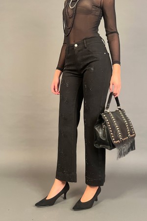 Pantalone Jeans Night con strass tono su tono Pantalone Jeans Night con strass tono su tono Pantalone Jeans Night con strass ...