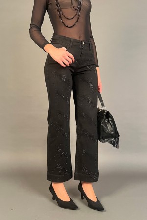 Pantalone Jeans Night con strass tono su tono Pantalone Jeans Night con strass tono su tono Pantalone Jeans Night con strass ...