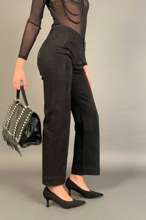 Pantalone Jeans Night con strass tono su tono Pantalone Jeans Night con strass tono su tono Pantalone Jeans Night con strass ...