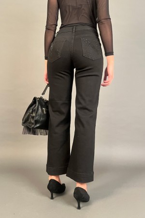 Pantalone Jeans Night con strass tono su tono Pantalone Jeans Night con strass tono su tono Pantalone Jeans Night con strass ...