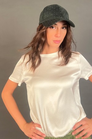 Cappello Brillantino in ecocamoscio con piccolo borchie con visiera  Cappello Brillantino in ecocamoscio con piccolo borchie ...
