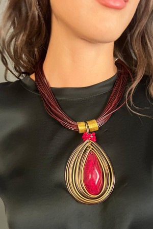 Collana Goccia con pendente a forma di goccia multifilo  Collana Goccia con pendente a forma di goccia multifilo  Collana Goc...