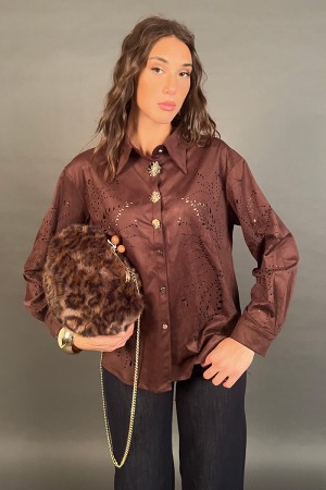 Giacca Ottanta in camoscio traforata con bottoni gioiello oro Giacca Ottanta in camoscio traforata con bottoni gioiello oro G...