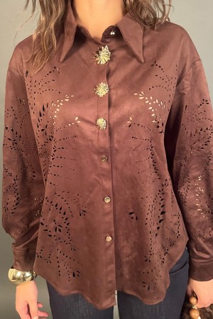 Achtzig Jacke in perforiertem Wildleder mit Juwel Buttons Gold Jacke achtzig Wildleder perforiert mit Jewel Schmuck Gold... 