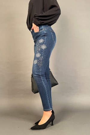 Jeans Orchidea con motivi floreali a strass Jeans Orchidea con motivi floreali a strass Jeans Orchidea con motivi floreali a ...