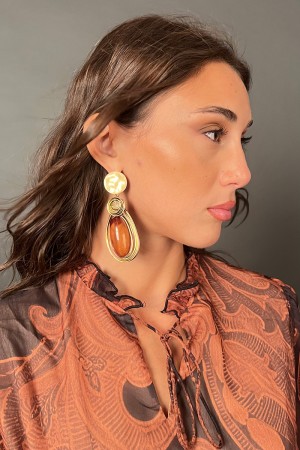 drop Olga Earring with Golden Thread and Small Rhinestone Circular Earring Olga Drop With Golden Wire And Small Rhinestone C ...