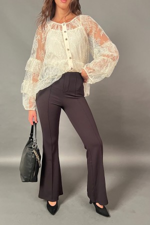 Pantalone Idea a vita alta con gamba a zampa Pantalone Idea a vita alta con gamba a zampa Pantalone Idea a vita alta con gamb...