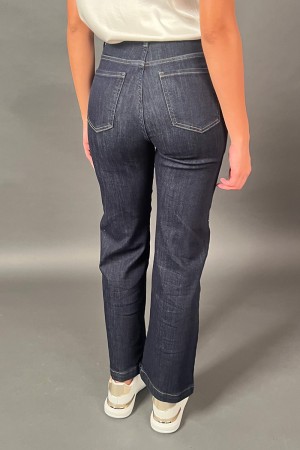 Pantalone jeans Vieste con svaroski e inserti a treccia botanici Pantalone jeans Vieste con svaroski e inserti a treccia bota...