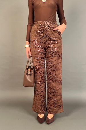 Pantalon extensible Lorenza avec paillettes plats Lorenza Pantalons Stretch avec des paillettes plats Pantalon de Loren... 