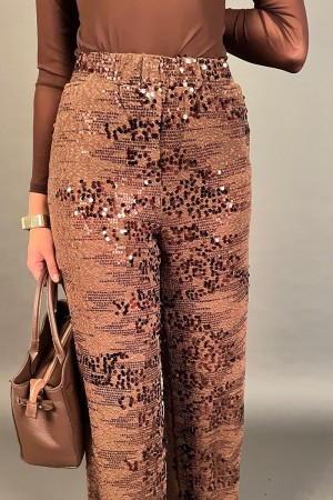 Pantalone Lorenza elasticizzato con paillettes piatte Pantalone Lorenza elasticizzato con paillettes piatte Pantalone Lorenza...