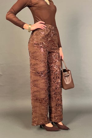Pantalone Lorenza elasticizzato con paillettes piatte Pantalone Lorenza elasticizzato con paillettes piatte Pantalone Lorenza...