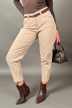 Pantalone Poppy in jeans con svaroski e cinta in velluto Pantalone Poppy in jeans con svaroski e cinta in velluto Pantalone P...