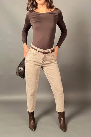 Pantalone Poppy in jeans con svaroski e cinta in velluto Pantalone Poppy in jeans con svaroski e cinta in velluto Pantalone P...