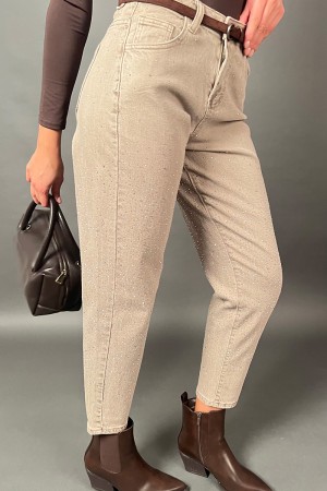 Pantalone Poppy in jeans con svaroski e cinta in velluto Pantalone Poppy in jeans con svaroski e cinta in velluto Pantalone P...