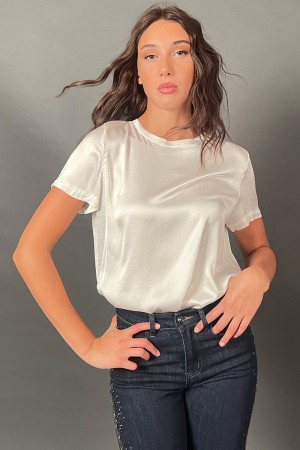 Bluse Finesse in Viskose Kurzarm Bluse Bluse in Viskose Viskose Kurzarm Bluse Flushes in Viskose kurzärmlig