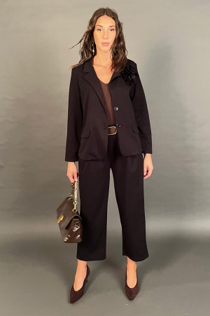 Coordinated Stay Jacket and Trousers with 3D Fabric Flower Coordinated Stay Jacket and Trousers With Fabric 3D Fabric Coord... 