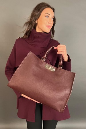 Borsa Violetta simil shopper con 2 manici  Borsa Violetta simil shopper con 2 manici  Borsa Violetta simil shopper con 2 manici