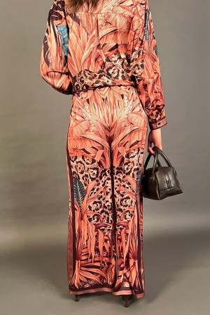 Coordinated Amber Shirt and Trousers with Botanical Fantasy Coordinated Amber Shirt And Trousers With Botanical Fantasy Coord...