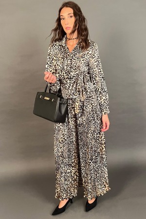 Coordinato Antea camicia e pantalone plissettato con fantasia animalier  Coordinato Antea camicia e pantalone plissettato con...