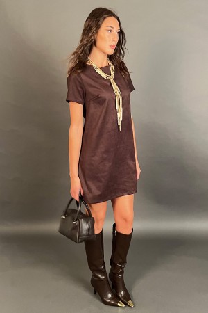 Kurzes Samt Milena-Kleid mit Bogen auf dem Rücken Leopard-Looped Velvet Milena Kurzes Kleid mit Bogen auf dem Hinterle Leopard b