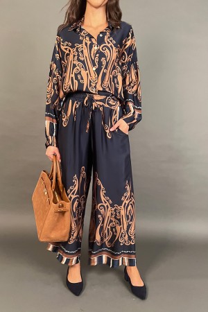 Chemise Maya coordonnée et pantalon avec une chemise de soie de soie fantastique et une chemise Maya coordonnée à la viscose et 