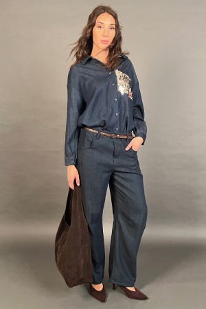 Camicia Limy over con tasca gioiello con paillettes piatte Camicia Limy over con tasca gioiello con paillettes piatte Camicia...