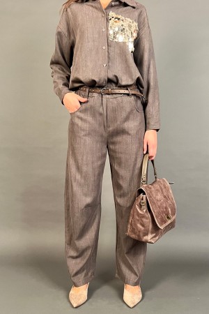 Pantalone Ariel modello ampio con cinta abbinata Pantalone Ariel modello ampio con cinta abbinata Pantalone Ariel modello amp...