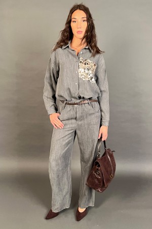 ARIEL PANTS WIDE PATH WITH COMBED COURTY PANTS ARIEL WIDE TEMBER WITH COMBED COURTY PANTS ARIEL PANEL MODEL AMB... 