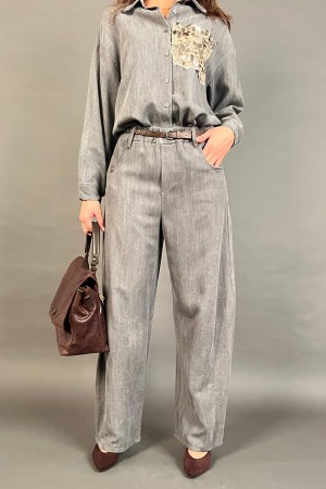 Ariel Pantalones Amplia Pantalones Ancho con Pantalones Poliados Pantalones Amplios Tember con Pantalones Pasados Pantalones Pas