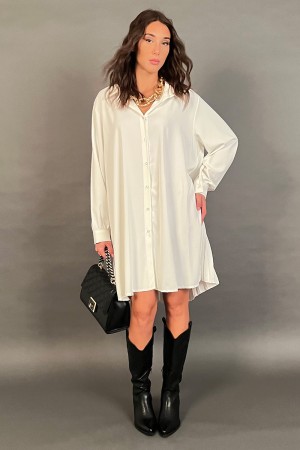 Abito corto Adelaide a camicia con tessuto a ventaglio sul retro Abito corto Adelaide a camicia con tessuto a ventaglio sul r...