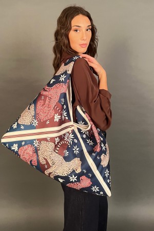 Borsa Fulè a spalla stile foulard con fantasia animalier con ghepardo Borsa Fulè a spalla stile foulard con fantasia animalie...