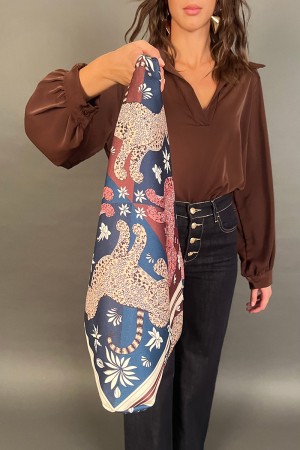 Borsa Fulè a spalla stile foulard con fantasia animalier con ghepardo Borsa Fulè a spalla stile foulard con fantasia animalie...