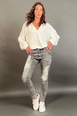 Blusa Amiri camicia con scollo a V morbida Blusa Amiri camicia con scollo a V morbida Blusa Amiri camicia con scollo a V morbida