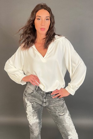 Blusa Amiri camicia con scollo a V morbida Blusa Amiri camicia con scollo a V morbida Blusa Amiri camicia con scollo a V morbida